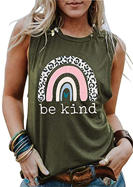 Umsuhu Be Kind Graphic Tank Tops for Women Sleeveless Graphic Tank Tops Tees Shirts Small Army Green Umsuhu Be Kind Graphic Tank Tops for Women Sleeveless Graphic Tank Tops Tees Shirts Small Army Green
