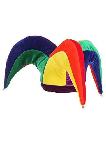 Court Jester Multicolor Plush Costume Hat with Bells