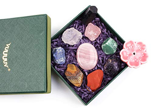 vuUUuv Thumb Worry Stone -Reiki Healing Crystals for Healing- Meditation- Chakra Balance or Ritual - Chakra Stones Set -Rough 8 pcsPlus 3 pcs-