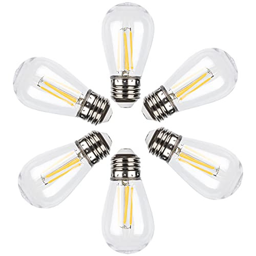 Lightdot Vintage LED Edison Light Bulbs- S14 Warm White 2700K-E26 Medium Base- Dimmable Led Filament Light Bulbs 6 Packs