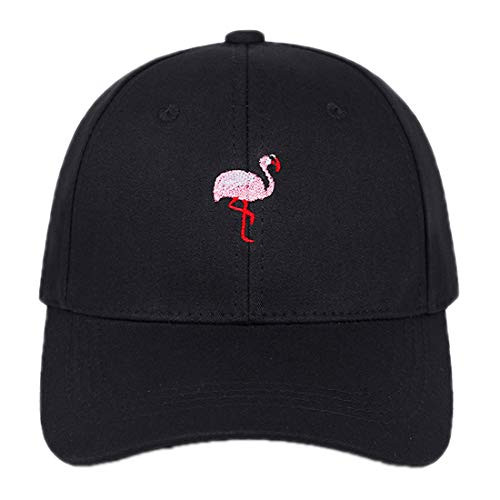 VORON Soft Black Baseball Cap Cute Animal Flamingo Embroidery Dad Hats Classic Adjustable Outdoor Hats for Men  and  Women