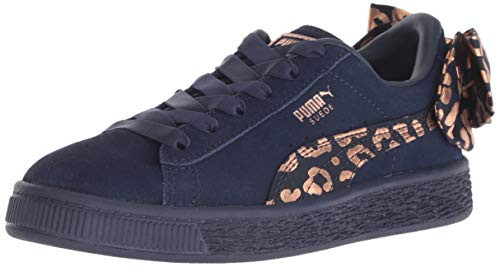 PUMA Baby Suede Bow Kids Sneaker, Peacoat-Rose Gold, 6 M US Toddler