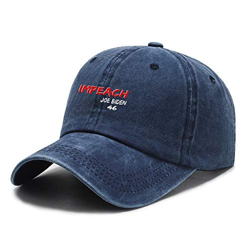 Impeach Joe Biden 46 Unisex Baseball Caps- Cotton Washed Adult Cowboy Hats- Adjustable Size Dad Hats Black