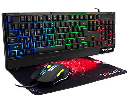 Gaming Keyboard and Mouse Combo CHONCHOW M930 Wired LED Rainbow Backlit 19 Non-Conflict Mice Key Board Mousepad Set for Laptop PC Computer PS4