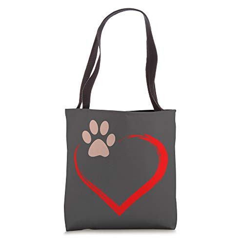 Paw Print Heart Valentines Day Cute Dog Puppy Lover Gift Tote Bag