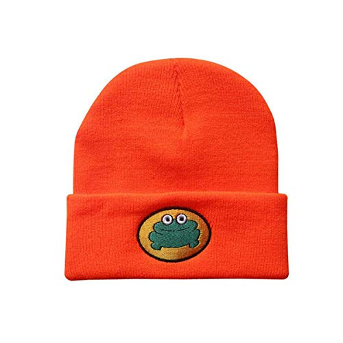 ZCPACE Cute Cartoon TV Parappa The Rapper Frog Knitted Beanie Hats Unisex Orange