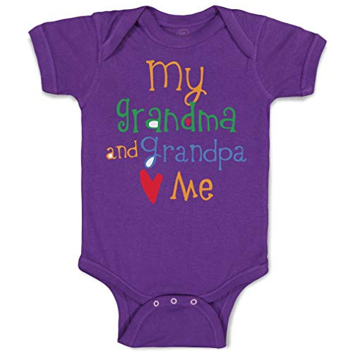 Custom Baby Bodysuit My Grandpa and Grandma Loves Me Grandparents Funny Cotton Boy  and  Girl Baby Clothes Purple Design Only 18 Months