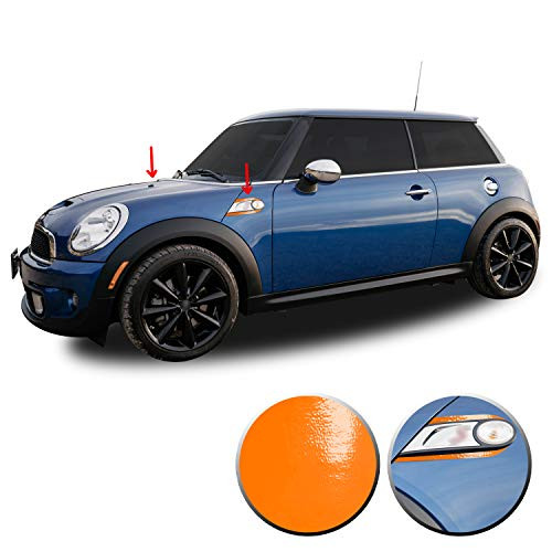 Front Fender Scuttle Trim Vinyl Decal Overlay Wrap Compatible with Mini Cooper R56 2007 2008 2009 2010 2011 2012 2013 2014 2015 - Gloss Orange