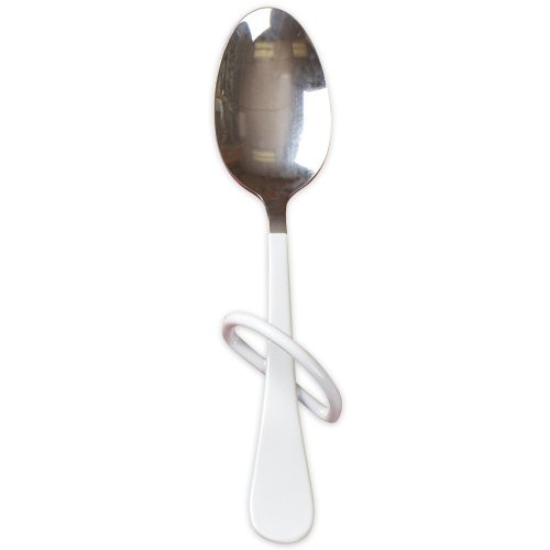 Maddak Stainless Steel Left-Hand Finger Loop Utensil Teaspoon, Vinyl Handle (746170001)