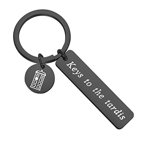 SEIRAA Keychain Keys To The Tardis Keychain Police Box Charm Jewelry Tardis Gift Movie Quote Gift -black keys keychain-