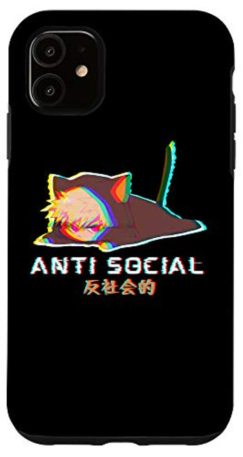 iPhone 11 Vaporwave Anti Social Anime Sad Boy Japanese Aesthetic Case