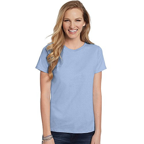 Hanes by Women's Relaxed Fit Jersey ComfortSof Crewneck T-Shirt_Light Blue_3XL