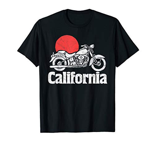 California Vintage Motorcycle  and  Sun Minimalist Retro Graphic T-Shirt