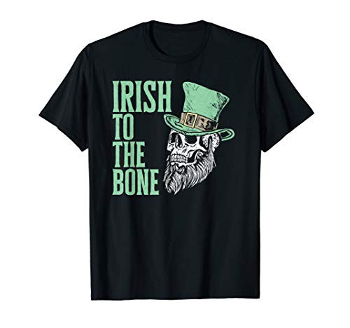 Irish to the Bone St Patricks Day Skull  and  Beard Funny Retro T-Shirt