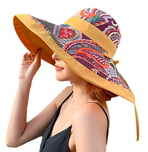 Sun Hat Women Wide Brim Packable Reversible UPF 50 UV Sun Protection Bohemian Feather Bucket Hat Beach Cap Summer Sun Hat Women Wide Brim Packable Reversible UPF 50 UV Sun Protection Bohemian Feather Bucket Hat Beach Cap Summer