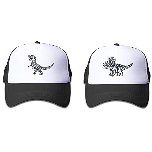 Waldeal Boys' Cute Dinosaur Trucker Hats Pack of 2 Adjustable Mesh Kids' Baseball Caps Black