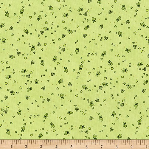 RJR Fashion Fabrics Pop Doodle Mini Metallic Green Yard