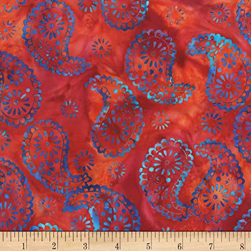 Anthology Batiks Jacqueline de Jonge Magical Shine Paisley Red Fabric Fabric by the Yard