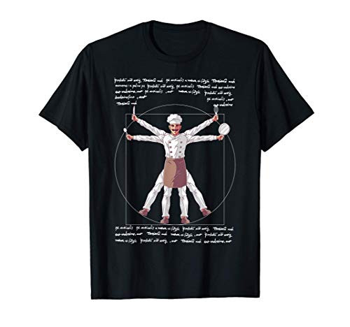 Da Vinci Vitruvian Chef Funny Cook Restaurant Kitchen Worker T-Shirt