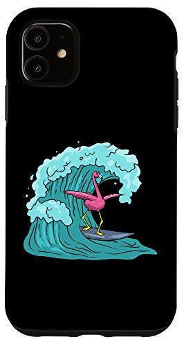 iPhone 11 Surfing Art Flamingo Gift - Surf Surfer Surfboard Case
