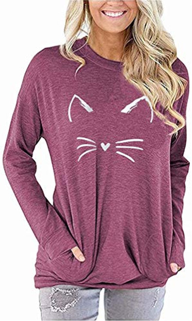 onlypuff Comfy Blouse Loose Fit Tunic Tops for Women EarWine Shirt Cute Blouse with Pocket XL onlypuff Comfy Blouse Loose Fit Tunic Tops for Women EarWine Shirt Cute Blouse with Pocket XL