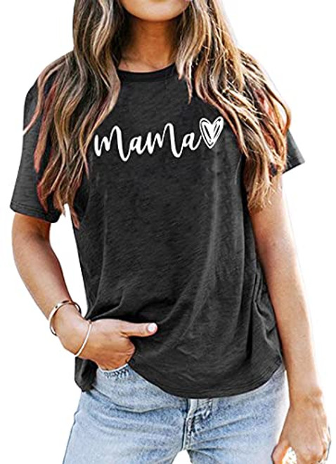 Mama T Shirt Women Cute Love Heart Print Graphic Mama Tops Tees Casual Short Sleeve Mother's Day Shirts Tops -Grey- X-Large- Mama T Shirt Women Cute Love Heart Print Graphic Mama Tops Tees Casual Short Sleeve Mother's Day Shirts Tops -Grey- X-Large-