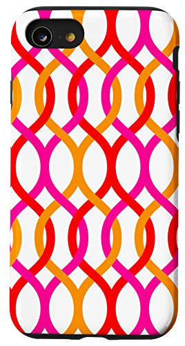 iPhone SE -2020- / 7 / 8 Modern Art Wavy Red Pink Orange Lines Case