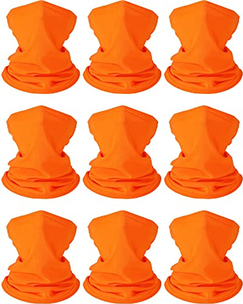 Face Cover Scarf UV Protection Neck Gaiter Scarf Sunscreen Breathable Bandana -Fluorescent Orange- 9-