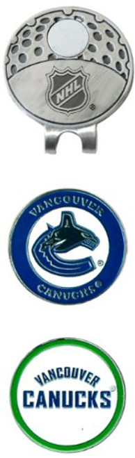 Team Golf NHL Vancouver Canucks Golf Cap Clip with 2 Removable Double-Sided Enamel Magnetic Ball Markers- Attaches Easily to Hats