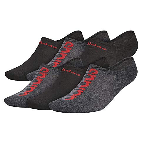 adidas mens Superlite Linear Super No Show Socks -6-Pair- Black/Onix Grey/Scarlet Red- Large