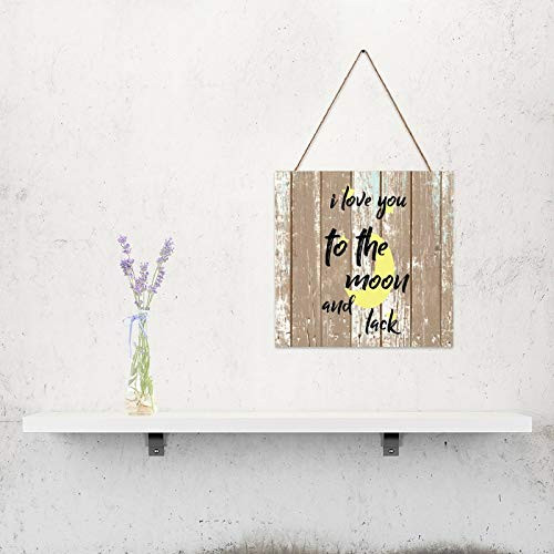 I Love You To The Moon And Lack Wood Hanging Plaques-Rustic Home Wall Decor Sign for Bedroom Living Room Kitchen Dining Room or Bathroom Farmhouse Wood Wall Art- Farmhouse Shop Wall Bar Decor.