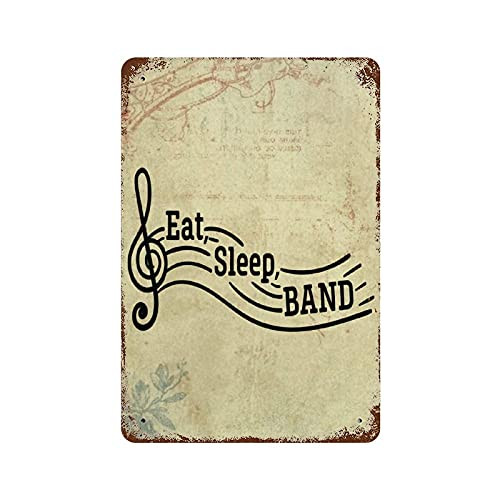 by Unbranded Eat Sleep Band Aluminum Sign for Farm Home Coffee Bar Wall Decor- Metal Tin Signs for Outdoor Garden Home Kitchen Man Cave Retro Decor.