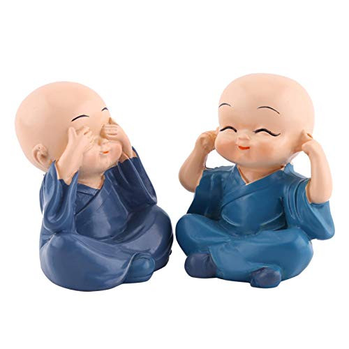 KUIDAMOS 4Pcs Cute Little Monks-Monks Buddha Figurine-Monks Figurine Statue- Wise Resin Monks Decorative Ornaments-Car Interior Display Decoration Car Dashboard Ornament