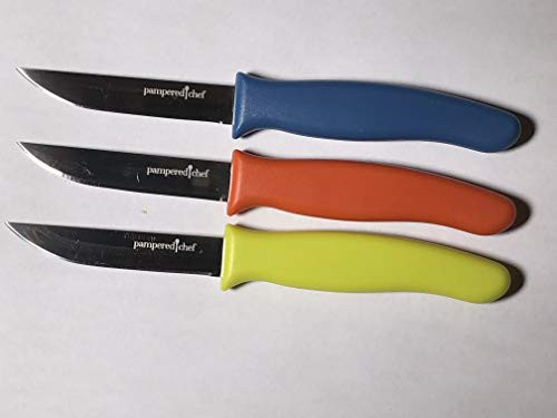 PAMPERED CHEF SET OF 3 KITCHEN PARING KNIFE SET.  100035