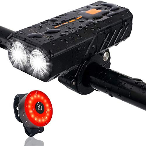 Bike Light- USB Rechargeable Bicycle Headlight- IPX6 Waterproof 6 Modes LED Front Cycling Light- Super Bright Flashlight Torch for Road Mountain Cycling -Black- Bike Light- USB Rechargeable Bicycle Headlight- IPX6 Waterproof 6 Modes LED Front Cycling Light- Super Bright Flashlight Torch for Road Mountain Cycling -Black-