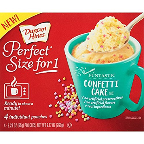 2 box pack - Duncan Hines Confetti Cake, Perfect Size for 1 Mug Cake Mix, 4 individual pouches each box