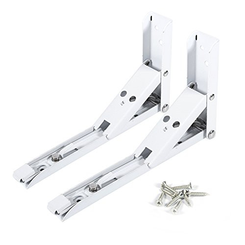 Folding Shelf Brackets - 4 Sizes 2PCS Milk White Triangle Folding Angle Bracket Wall Mounted Self Support with 8 Screws-8?-