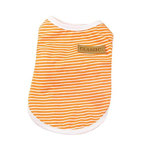 Pet Shirt Wakeu Puppy Cat Classic Vest Striped T-Shirt Pet Summer Apparel Dog Clothes for Small Dog Boy Dog Girl -XS- Orange- Pet Shirt Wakeu Puppy Cat Classic Vest Striped T-Shirt Pet Summer Apparel Dog Clothes for Small Dog Boy Dog Girl -XS- Orange-