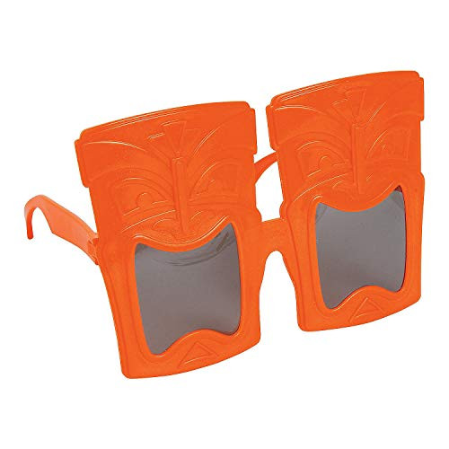 Fun Express - Tiki Mask Sunglasses Orange 1pc for Party - Apparel Accessories - Eyewear - Novelty Glasses - Party - 1 Piece