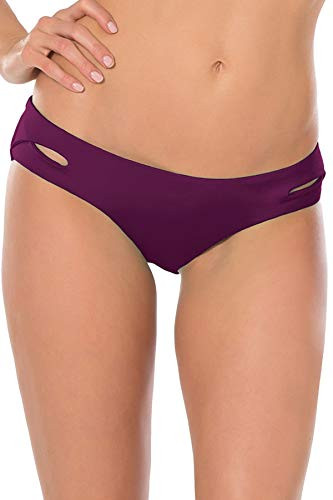 Becca by Rebecca Virtue Women's Tab Side Hipster Bikini Bottom Raisin XS