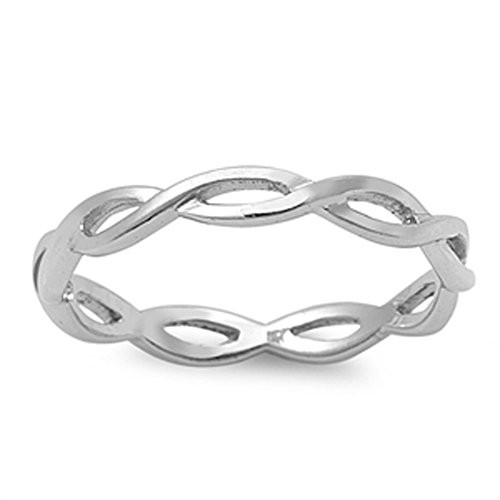 Thin Eternity Infinity Knot Stackable Ring .925 Sterling Silver Band Size 6
