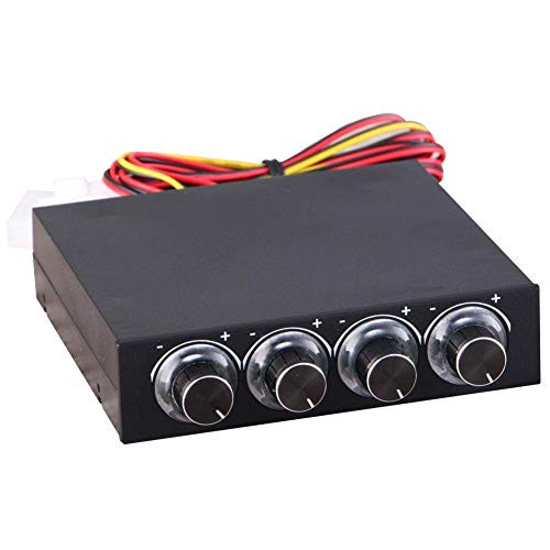 PC Fan Controller 4 Channel- Speed Control Adjuster with LED Front Panel 3.5inch PC CPU HDD Cooling Control Panel- 8W 4PIN Power Socket