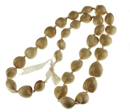 Hawaii Kukui Nut Lei Necklace -Yellow-