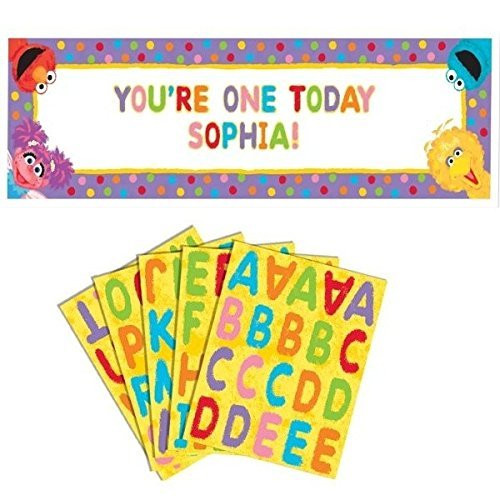 amscan Sesame Street 1st Birthday - Personalize Giant Sign Banner