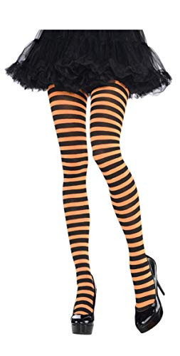 amscan Orange  and  Black Striped Tights One Size- Multicolor