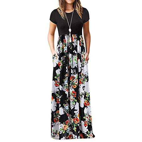 UQGHQO Womens Casual Dress-Women's Short Sleeve Loose Casual Long Maxi Dresses with Pockets White UQGHQO Womens Casual Dress-Women's Short Sleeve Loose Casual Long Maxi Dresses with Pockets White