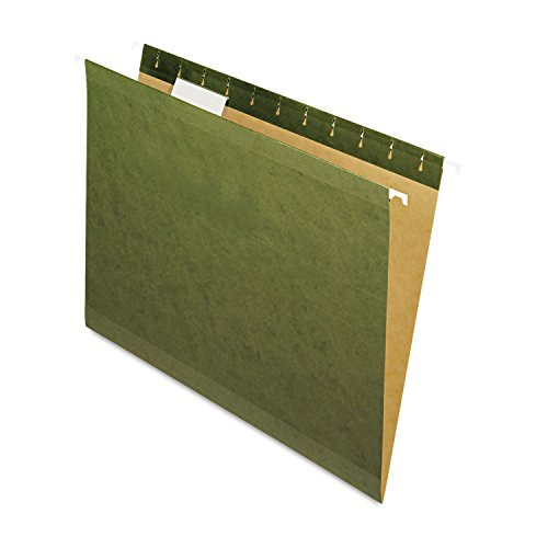 Pendaflex 415215 Hanging File Folders- 1/5 Tab- Letter- Standard Green- 25/Box