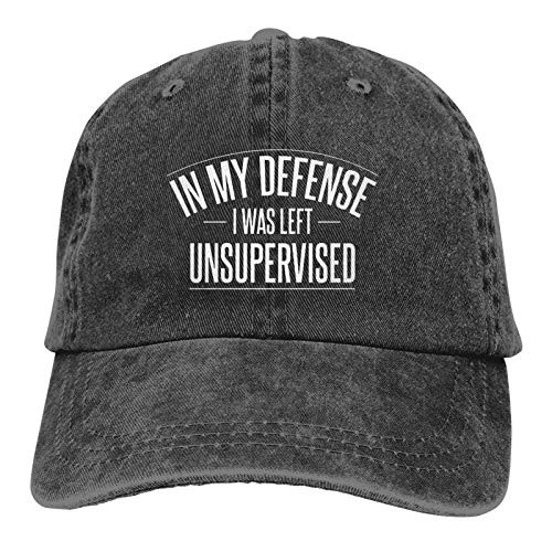 in My Defense I was Left Unsupervised Baseball Cap Unisex Adjustable Washable Cotton Hat Trucker Cap Dad Hat Black in My Defense I was Left Unsupervised Baseball Cap Unisex Adjustable Washable Cotton Hat Trucker Cap Dad Hat Black