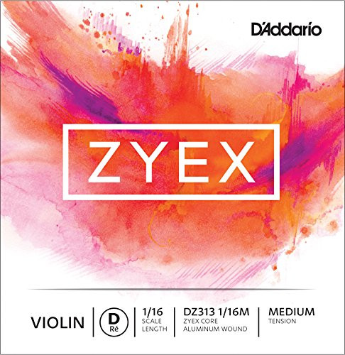 D'Addario Zyex Violin Single D String- 1/16 Scale- Medium Tension