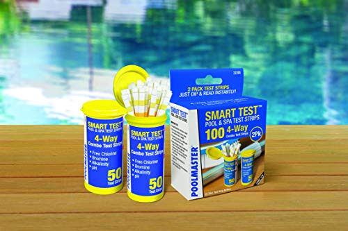 Poolmaster 22200 22211 Smart 4-Way Swimming Pool and Spa Water Chemistry Test Strips- 100 Count- 2 Pack- Made in The USA- White
